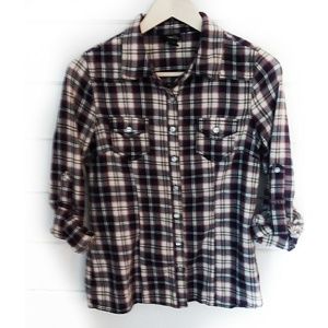 Plaid Button Down Top Size Small